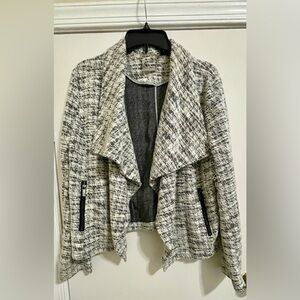 White House Black Market Women's Tweed Blazer - Black and White